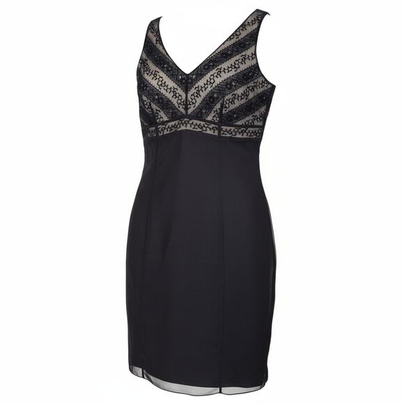 Ann Taylor Dress Sz 6 Silk Black Embroidery Beading Cocktail Wedding Guest